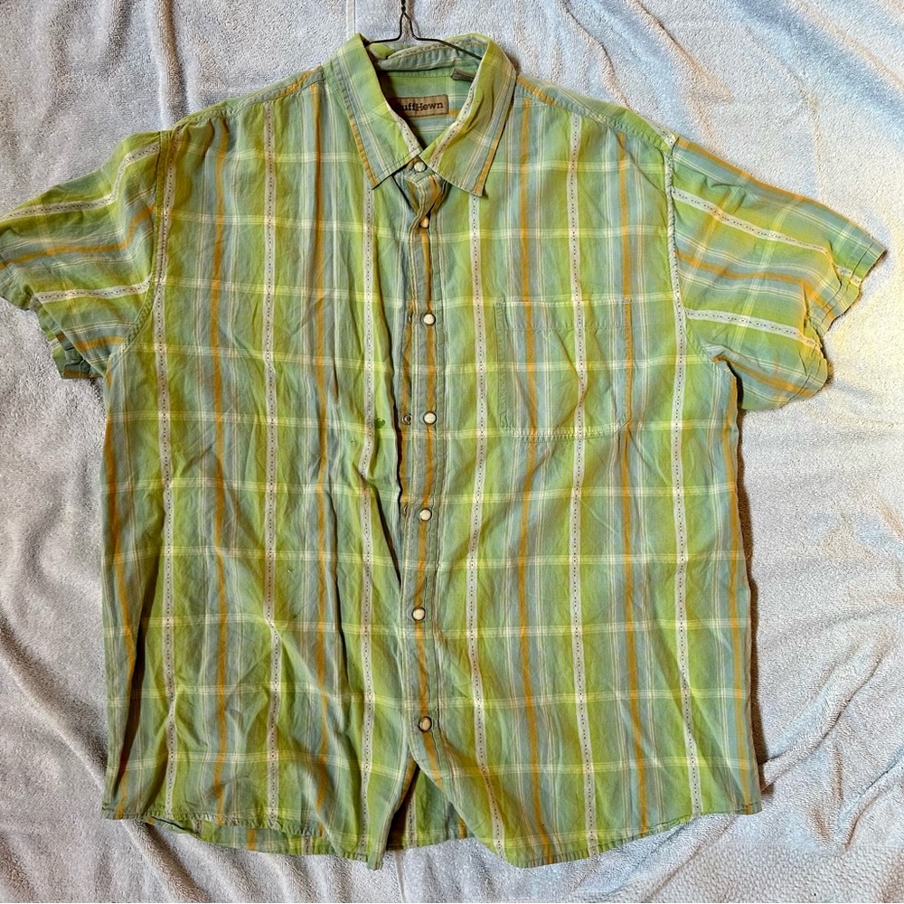 Ruff Hewn Pearl Snap short sleeve button up plaid shirt